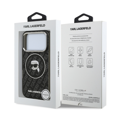 Apple iPhone 17 Pro Case Karl Lagerfeld Original Licensed IML Printed KL Heads Cover - 9
