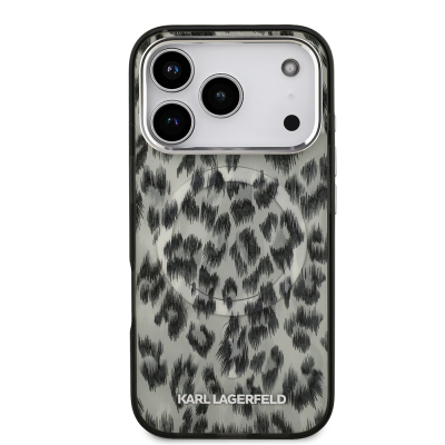Apple iPhone 17 Pro Case Karl Lagerfeld Original Licensed M-Safe Charging Feature IML Leopard Print Cover - 5