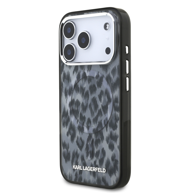 Apple iPhone 17 Pro Case Karl Lagerfeld Original Licensed M-Safe Charging Feature IML Leopard Print Cover - 10