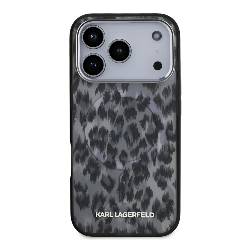 Apple iPhone 17 Pro Case Karl Lagerfeld Original Licensed M-Safe Charging Feature IML Leopard Print Cover - 11