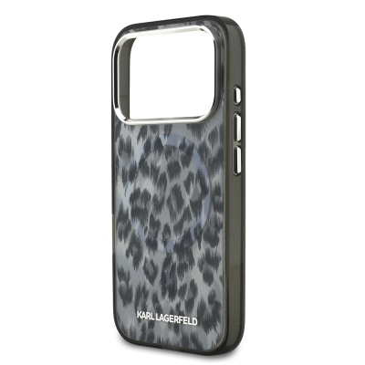 Apple iPhone 17 Pro Case Karl Lagerfeld Original Licensed M-Safe Charging Feature IML Leopard Print Cover - 14