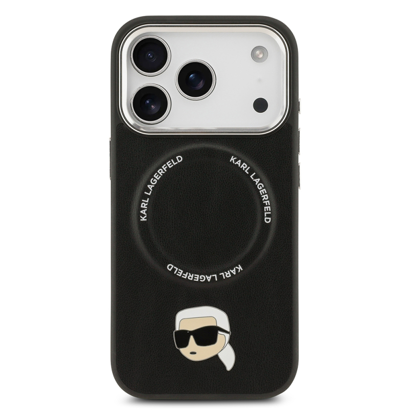 Apple iPhone 17 Pro Case Karl Lagerfeld Original Licensed M-Safe Charging Feature Metal Camera and Button Design Karl PU Leather Cover - 4