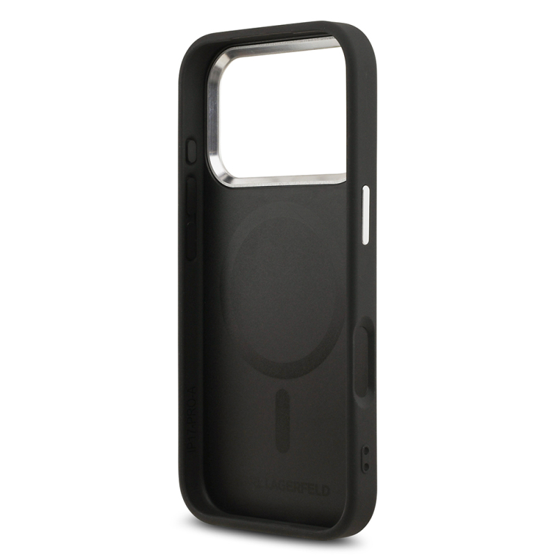 Apple iPhone 17 Pro Case Karl Lagerfeld Original Licensed M-Safe Charging Feature Metal Camera and Button Design Karl PU Leather Cover - 8