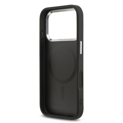 Apple iPhone 17 Pro Case Karl Lagerfeld Original Licensed M-Safe Charging Feature Metal Camera and Button Design K&C PU Leather Cover - 16