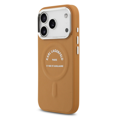 Apple iPhone 17 Pro Case Karl Lagerfeld Original Licensed M-safe Charging Feature Metal Camera and Button Design Paris RSG PU Leather Cover - 4