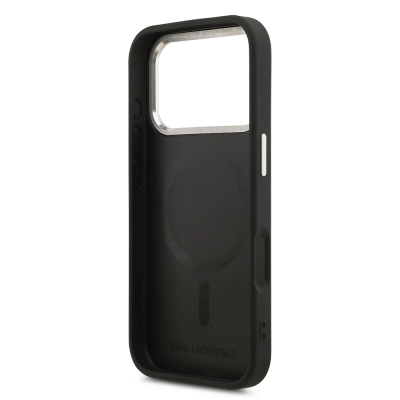 Apple iPhone 17 Pro Case Karl Lagerfeld Original Licensed M-safe Charging Feature Metal Camera and Button Design Paris RSG PU Leather Cover - 15