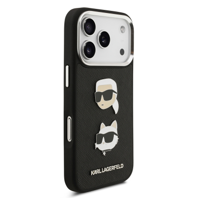 Apple iPhone 17 Pro Case Karl Lagerfeld Original Licensed Metal Logo K&C Heads Pin Cover - 12