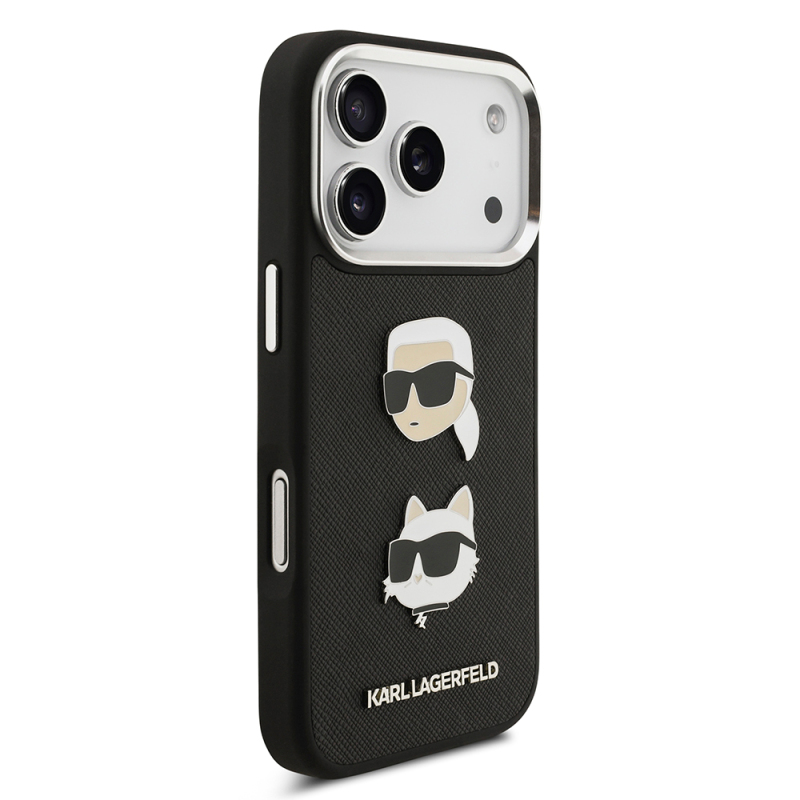 Apple iPhone 17 Pro Case Karl Lagerfeld Original Licensed Metal Logo K&C Heads Pin Cover - 12