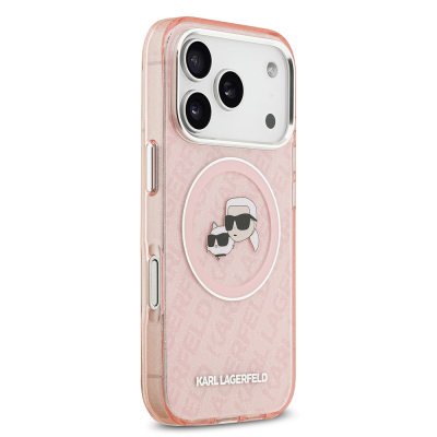 Apple iPhone 17 Pro Case Karl Lagerfeld Original Licensed Shining Glittery Karl & Choupette Heads Cover - 19