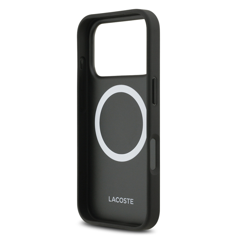 Apple iPhone 17 Pro Case, Lacoste Original Licensed M-safe Charging Enabled PU Piqué Patterned Metal Logo Cover - 7