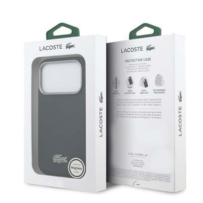 Apple iPhone 17 Pro Case, Lacoste Original Licensed, M-Safe Charging Enabled, PVC Semi-Pique Patterned Back, Iconic Crocodile Weave Logo Cover - 16