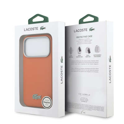Apple iPhone 17 Pro Case, Lacoste Original Licensed, M-Safe Charging Enabled, PVC Semi-Pique Patterned Back, Iconic Crocodile Weave Logo Cover - 15