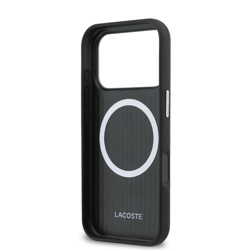 Apple iPhone 17 Pro Case, Lacoste Original Licensed, M-Safe Charging Enabled, PVC Semi-Pique Patterned Back, Iconic Crocodile Weave Logo Cover - 14