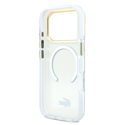 Apple iPhone 17 Pro Case Lacoste Original Licensed M-Safe Charging Feature Gold Crocodile Logo Frosted Cover - 24