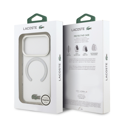 Apple iPhone 17 Pro Case Lacoste Original Licensed M-Safe Charging Feature Iconic Crocodile Logo Frosted Cover - 24
