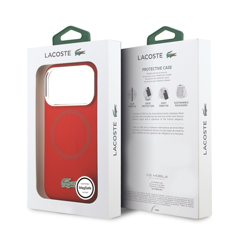 Apple iPhone 17 Pro Case Lacoste Original Licensed M-Safe Charging Feature Iconic Logo Metal Camera Frame Silicone Cover - 30