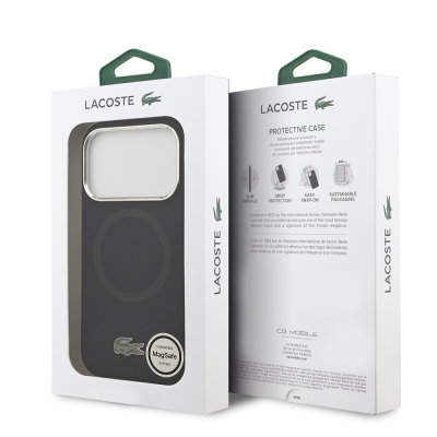 Apple iPhone 17 Pro Case Lacoste Original Licensed M-Safe Charging Feature Iconic Logo Metal Camera Frame Silicone Cover - 32