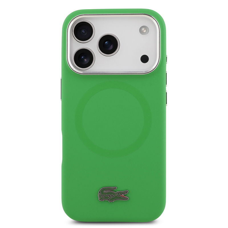 Apple iPhone 17 Pro Case Lacoste Original Licensed M-Safe Charging Feature Iconic Logo Metal Camera Frame Silicone Cover - 19