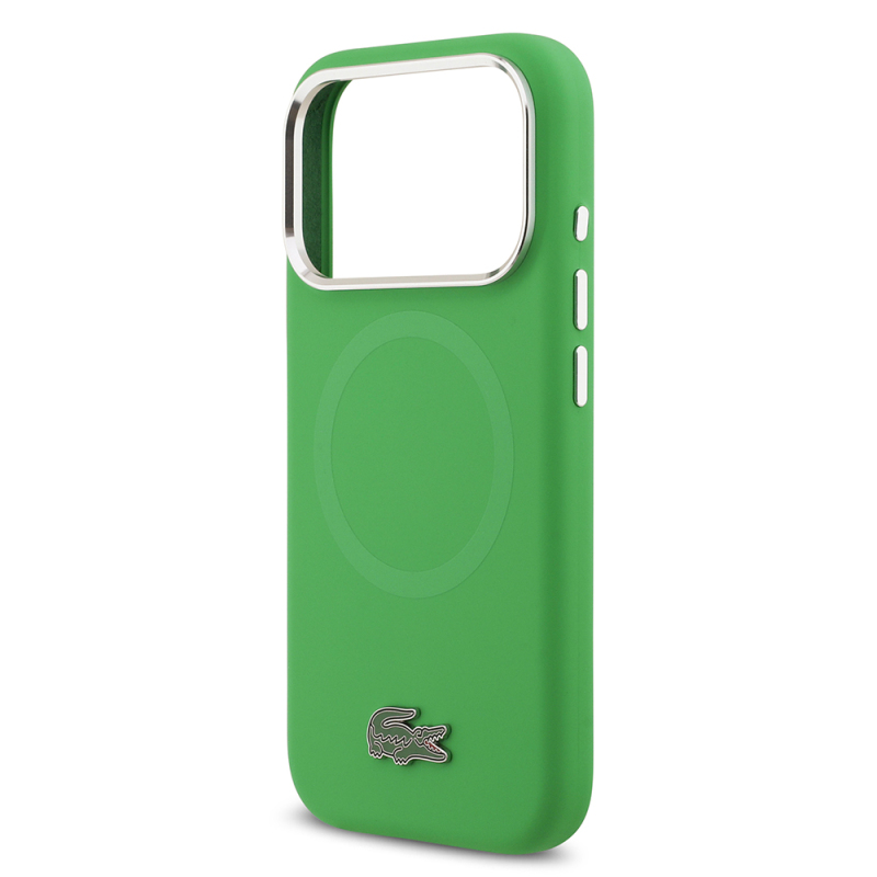 Apple iPhone 17 Pro Case Lacoste Original Licensed M-Safe Charging Feature Iconic Logo Metal Camera Frame Silicone Cover - 22
