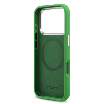 Apple iPhone 17 Pro Case Lacoste Original Licensed M-Safe Charging Feature Iconic Logo Metal Camera Frame Silicone Cover - 23
