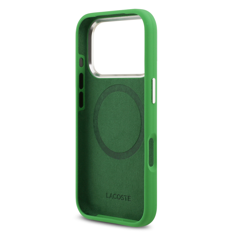 Apple iPhone 17 Pro Case Lacoste Original Licensed M-Safe Charging Feature Iconic Logo Metal Camera Frame Silicone Cover - 23