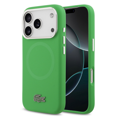 Apple iPhone 17 Pro Case Lacoste Original Licensed M-Safe Charging Feature Iconic Logo Metal Camera Frame Silicone Cover - 4