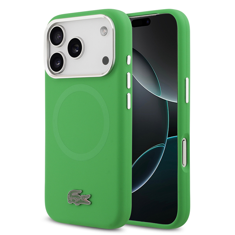 Apple iPhone 17 Pro Case Lacoste Original Licensed M-Safe Charging Feature Iconic Logo Metal Camera Frame Silicone Cover - 4