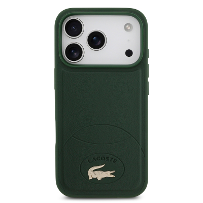 Apple iPhone 17 Pro Case Lacoste Original Licensed M-Safe Charging Feature PU Leather Design Metal Logo Cover - 11