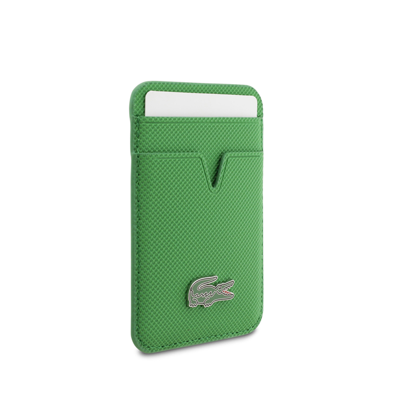 Apple iPhone 17 Pro Case Lacoste Original Licensed M-Safe Charging Feature PU Pique Pattern Metal Logo Card Holder Cover - 13