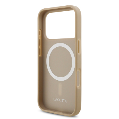 Apple iPhone 17 Pro Case Lacoste Original Licensed M-Safe Charging Feature PU Pique Pattern Metal Logo Card Holder Cover - 28