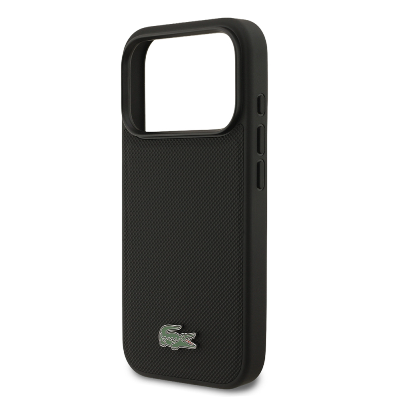 Apple iPhone 17 Pro Case Lacoste Original Licensed M-Safe Charging Feature PU Pique Pattern Metal Logo Card Holder Cover - 36