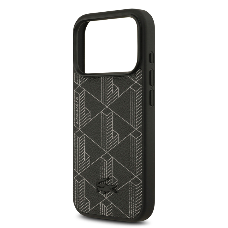 Apple iPhone 17 Pro Case Lacoste Original Licensed M-Safe Charging Function PU Leather Design Card Holder Mixed Monogram Pattern Cover - 7