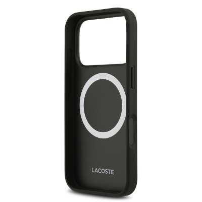 Apple iPhone 17 Pro Case Lacoste Original Licensed M-Safe Charging Function PU Leather Design Card Holder Mixed Monogram Pattern Cover - 8