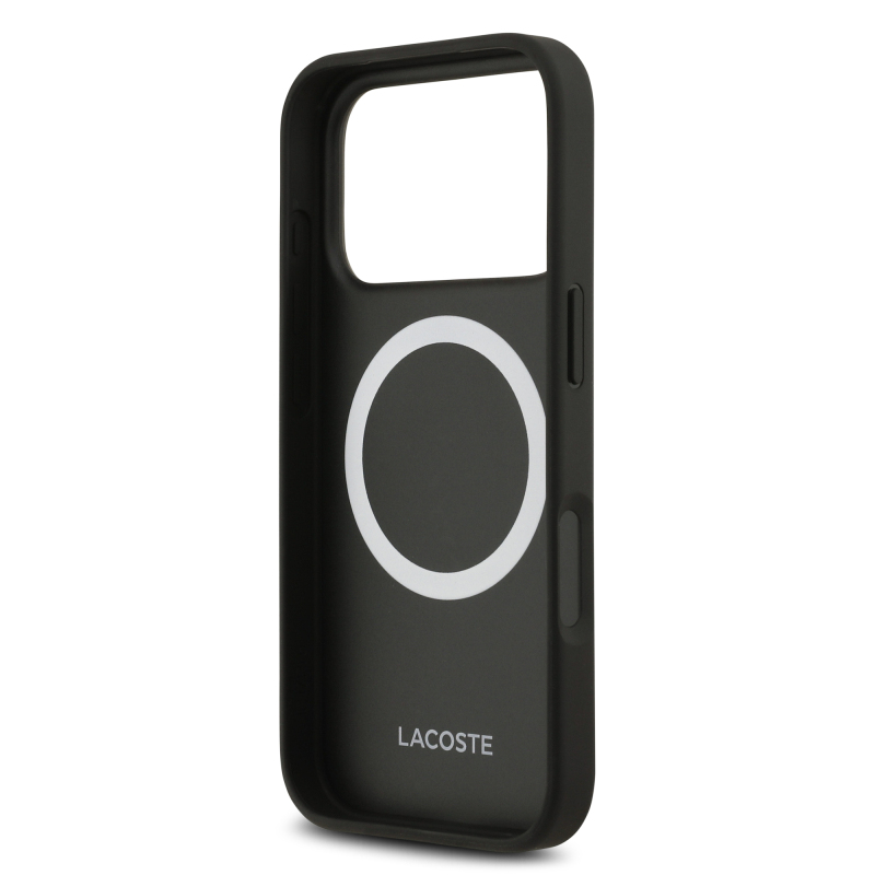 Apple iPhone 17 Pro Case Lacoste Original Licensed M-Safe Charging Function PU Leather Design Card Holder Mixed Monogram Pattern Cover - 9