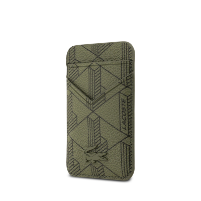 Apple iPhone 17 Pro Case Lacoste Original Licensed M-Safe Charging Function PU Leather Design Card Holder Mixed Monogram Pattern Cover - 19