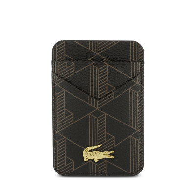 Apple iPhone 17 Pro Case Lacoste Original Licensed M-Safe Charging Function PU Leather Design Card Holder Mixed Monogram Pattern Cover - 31