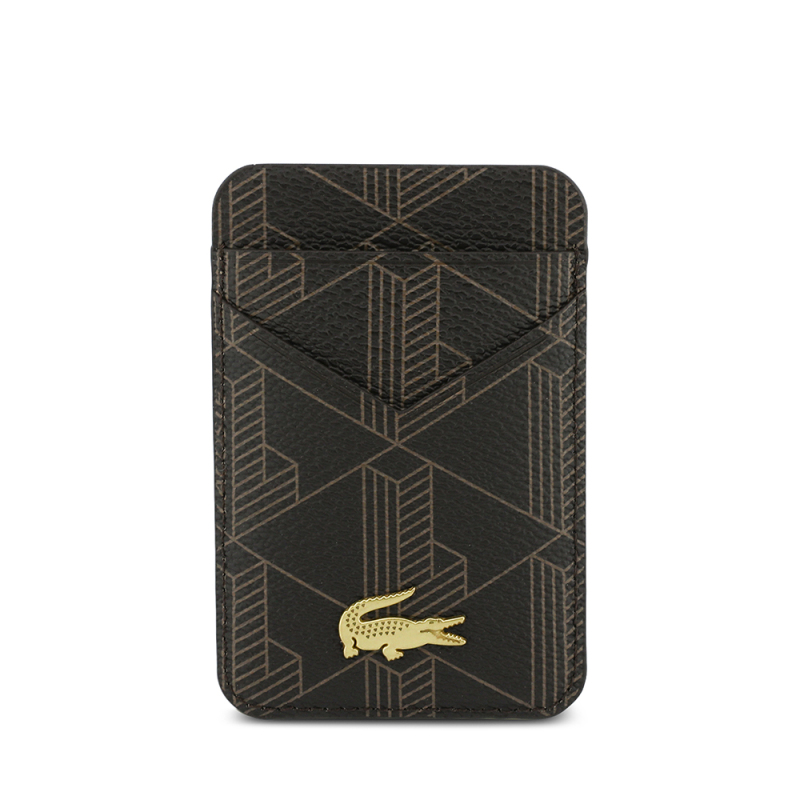 Apple iPhone 17 Pro Case Lacoste Original Licensed M-Safe Charging Function PU Leather Design Card Holder Mixed Monogram Pattern Cover - 31