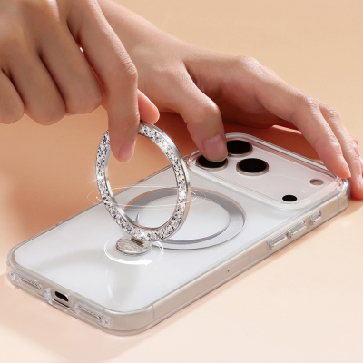 Apple iPhone 17 Pro Case M-safe Charging Enabled Glitter Stand Pynana Dancing Circle Trendy Series Cover - 12