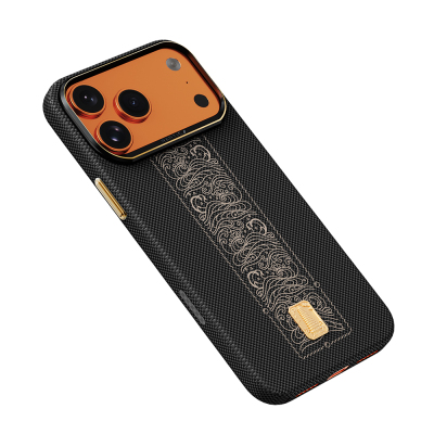 Apple iPhone 17 Pro Case M-safe Charging Enabled Raptic Aramid Skin Rise Series 24K Gold Plated Cover - 6