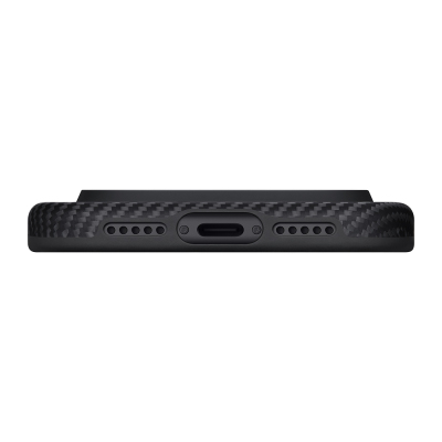 Apple iPhone 17 Pro Case M-safe Charging Feature Aramid Fiber Pitaka Military-Grade Classic Series Black-Grey Twill Cover - 7