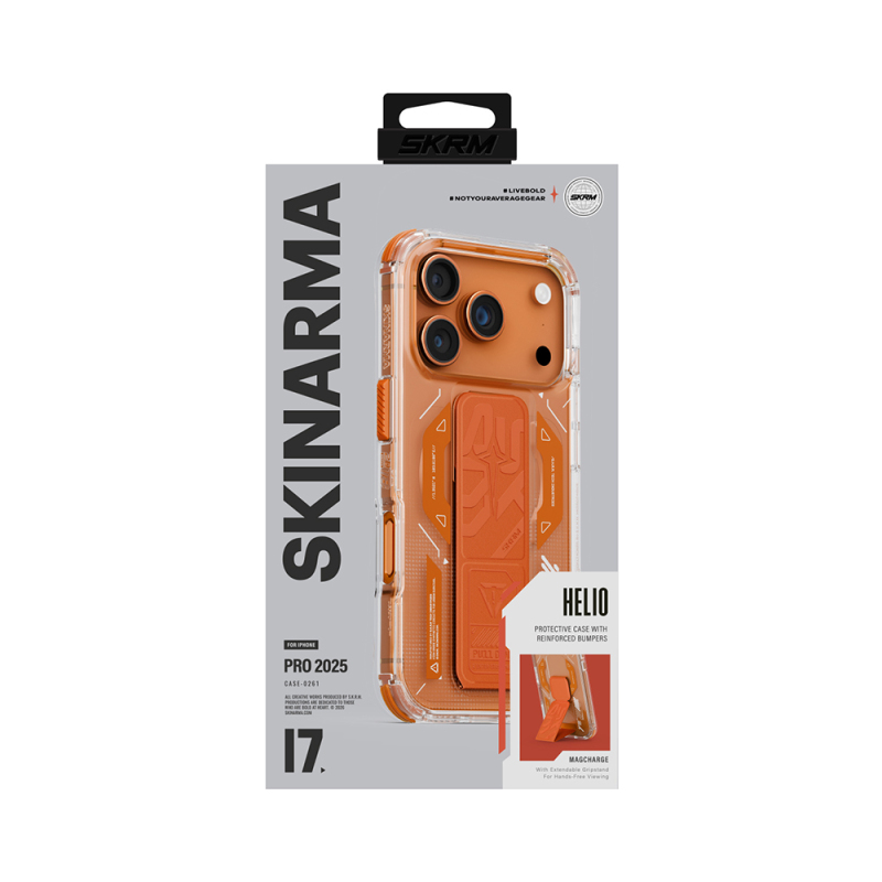 Apple iPhone 17 Pro Case M-safe Charging Feature Technology Pattern Skinarma Helio Mag Charge Stand Cover - 7