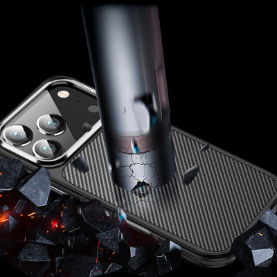 Apple iPhone 17 Pro Case Matte Transparent Carbon Fiber Look Wlons Marine Cover - 14