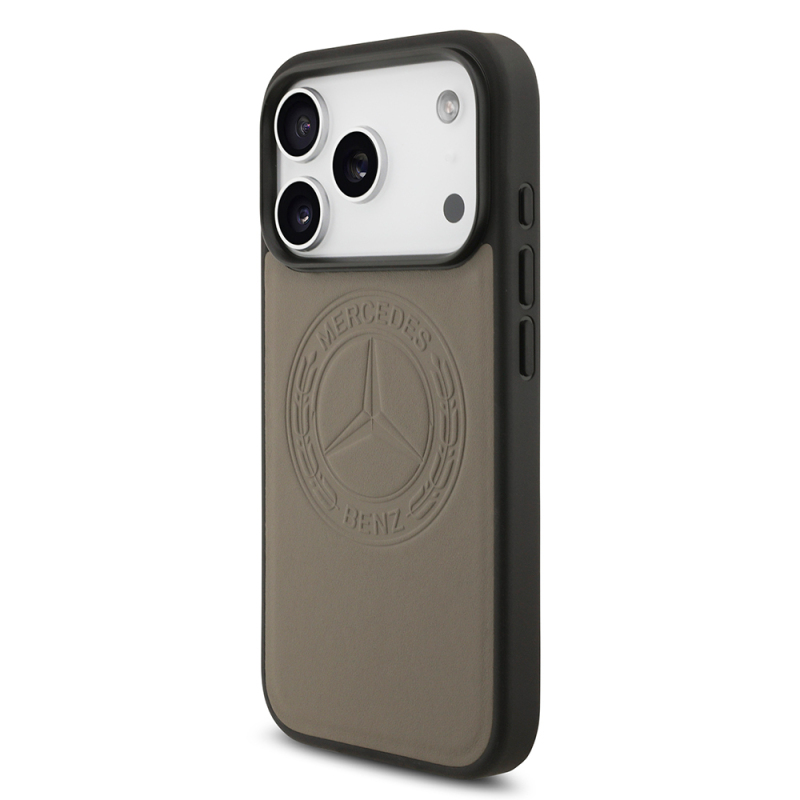 Apple iPhone 17 Pro Case Mercedes Benz Original Licensed M-Safe Charging Feature Genuine Leather Nostalgic Star Design Cover - 10