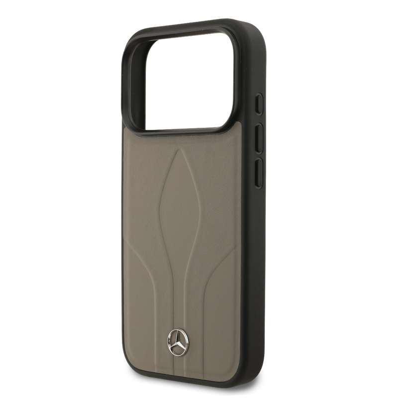 Apple iPhone 17 Pro Case Mercedes Benz Original Licensed M-Safe Charging Feature Textured Patterned Leather Cover - 15