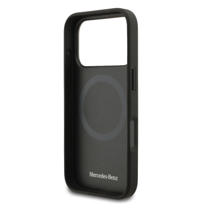 Apple iPhone 17 Pro Case Mercedes Benz Original Licensed M-Safe Charging Feature Textured Patterned Leather Cover - 16