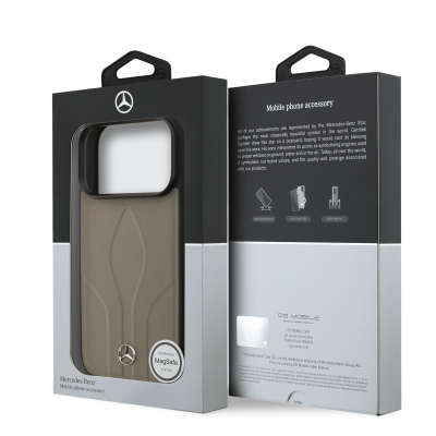 Apple iPhone 17 Pro Case Mercedes Benz Original Licensed M-Safe Charging Feature Textured Patterned Leather Cover - 17