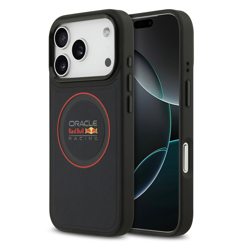 Apple iPhone 17 Pro Case Redbull Original Licensed M-safe Charging Feature Red Ring and Logo Embossed PU Leather Cover - 2