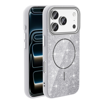 Apple iPhone 17 Pro Case Shining Glitter Zore Okso Cover M-safe Charging Feature - 2