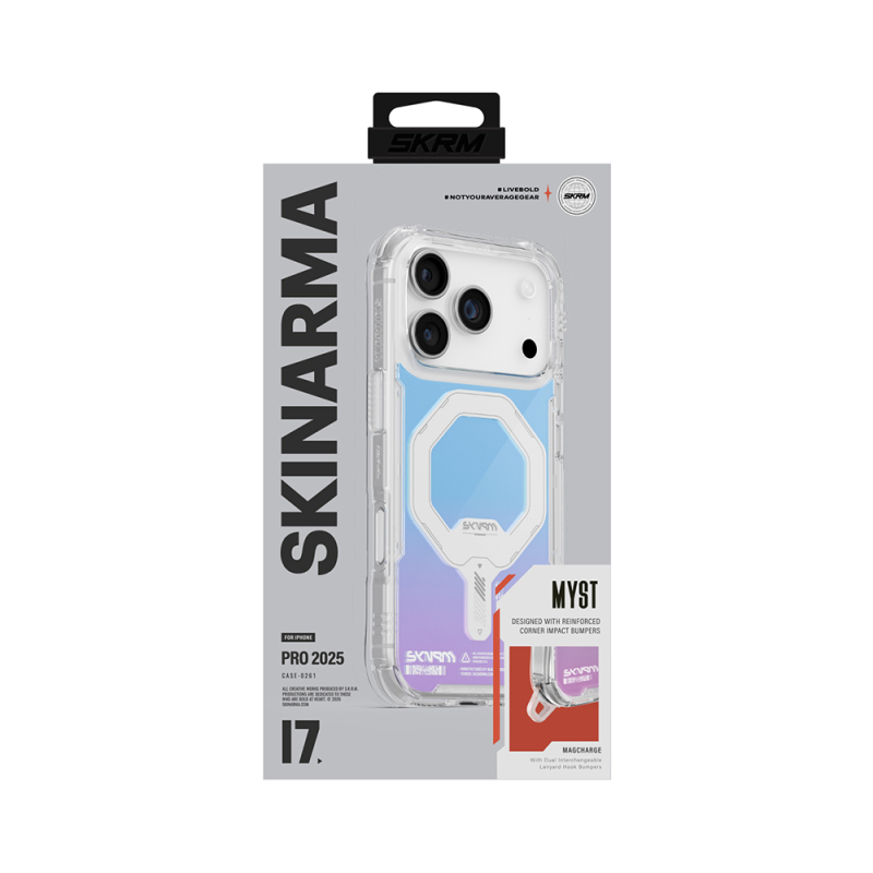 Apple iPhone 17 Pro Case Skinarma M-Safe Charging Feature IML Printed Holographic MYST Cover - 6