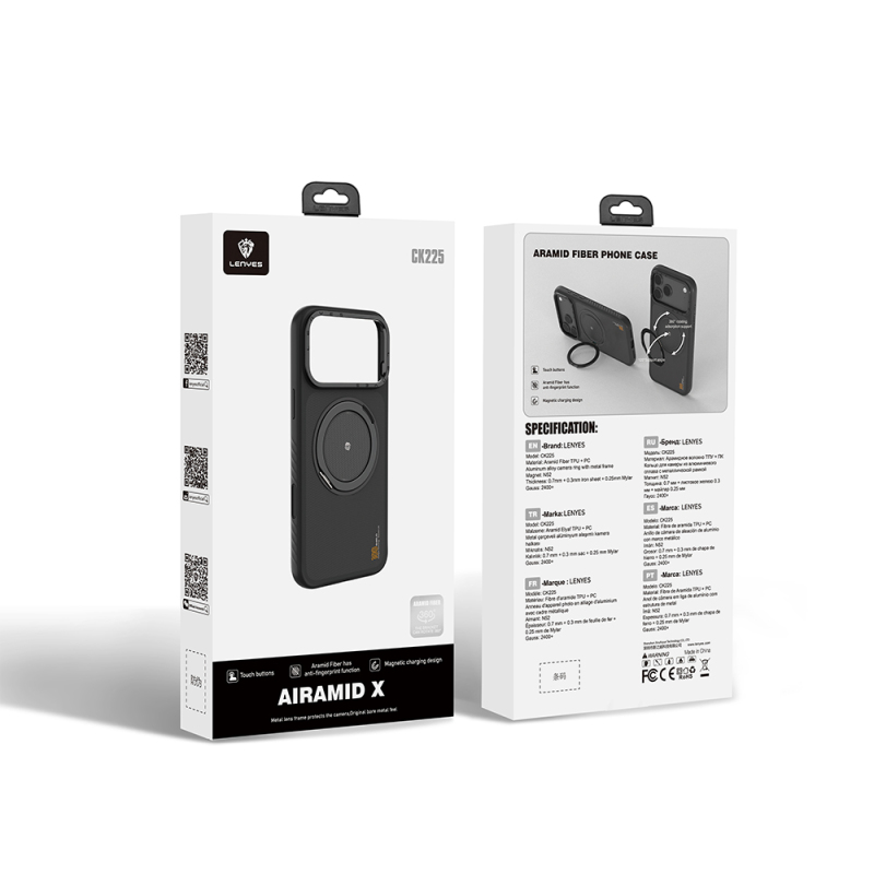 Apple iPhone 17 Pro Case with M-safe Charging Feature and Metal Stand Lenyes CK225 Kevlar Cover - 11